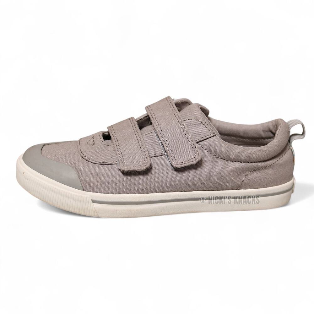 TOMS Gray Canvas Velcro Strap Sneakers Casual Low Top Big Girls Size 4
